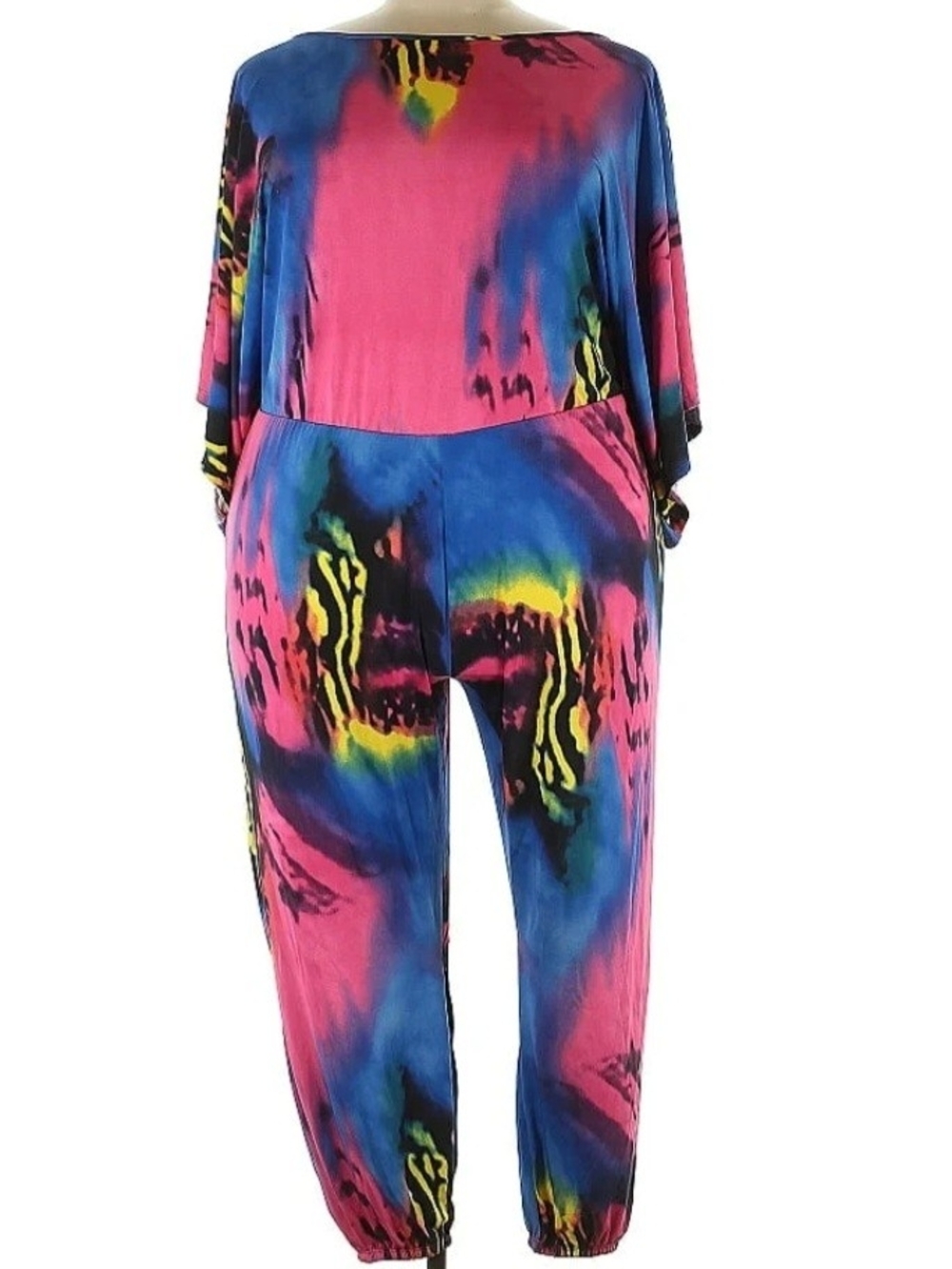 NWT Ashley Stewart Multicolor Tie-Dye Dolman Jumpsuit